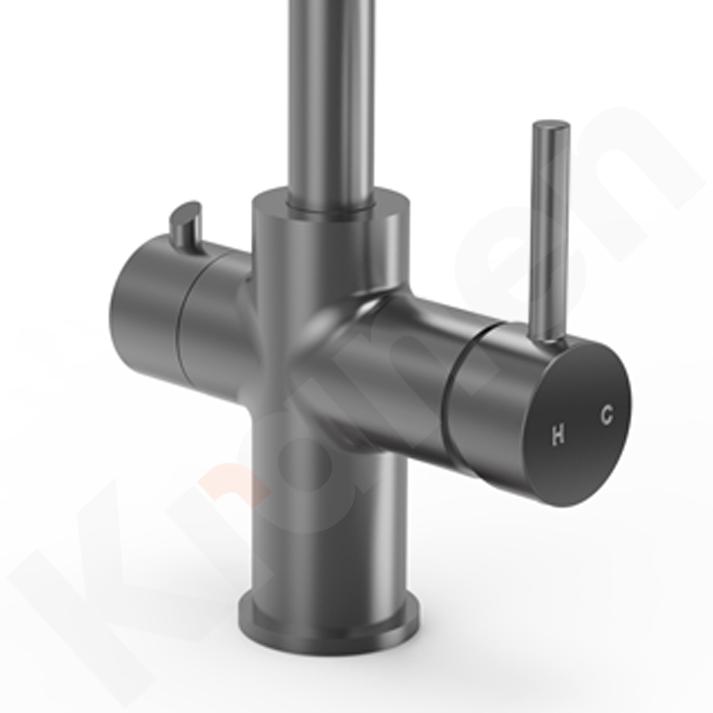 4-in-1 Gun Metal Instant Boiling Water Tap Closeup